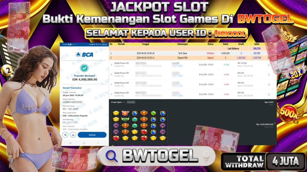 BUKTI JACKPOT SLOT STARLIGHT PRINCESS 1000 TERPERCAYA DI INDONESIA TGL 28-06-2024